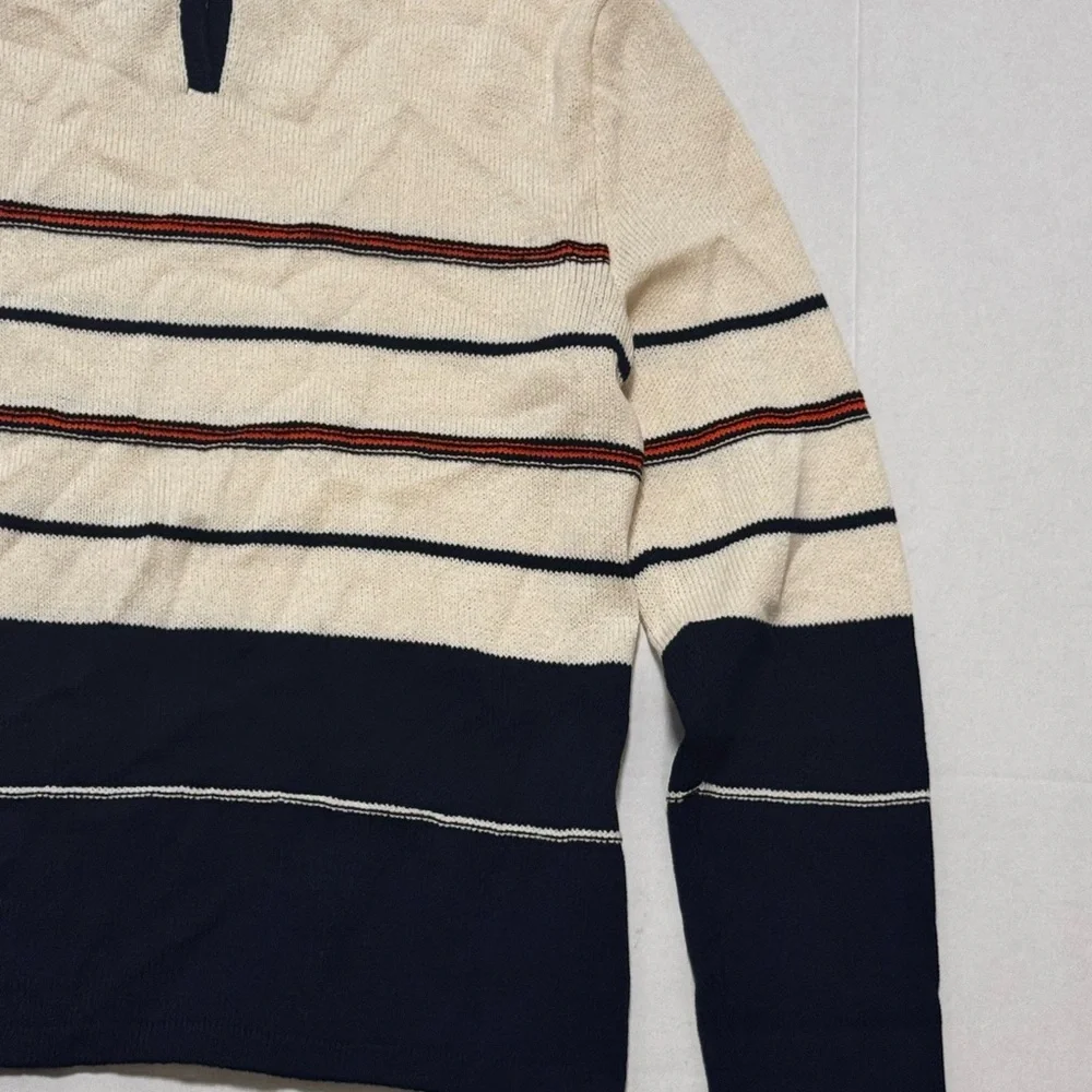 Vintage SJK St. John Womens Knit Pullover Sweater 12 Black Ivory Classic Striped